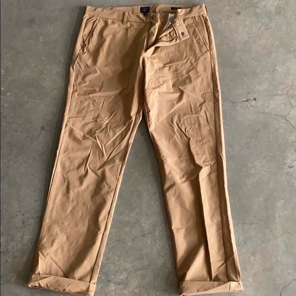 Tan J Crew Thompson Flex Tech Pants W34 L32